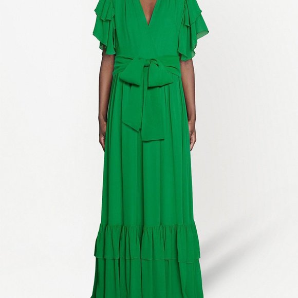 Gucci Women's Green Chiffon Organdy Maxi Dress - Picture 2 of 8